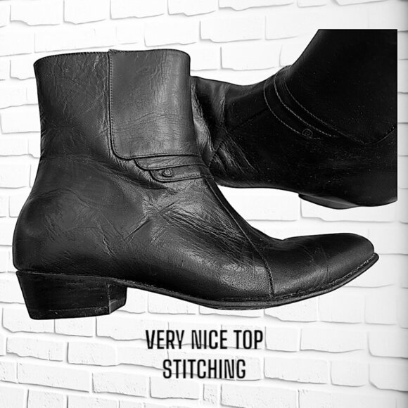 Stunning Men's Leather Short with Side Zip Ankle Boots - 10.5 - Picture 3 of 9